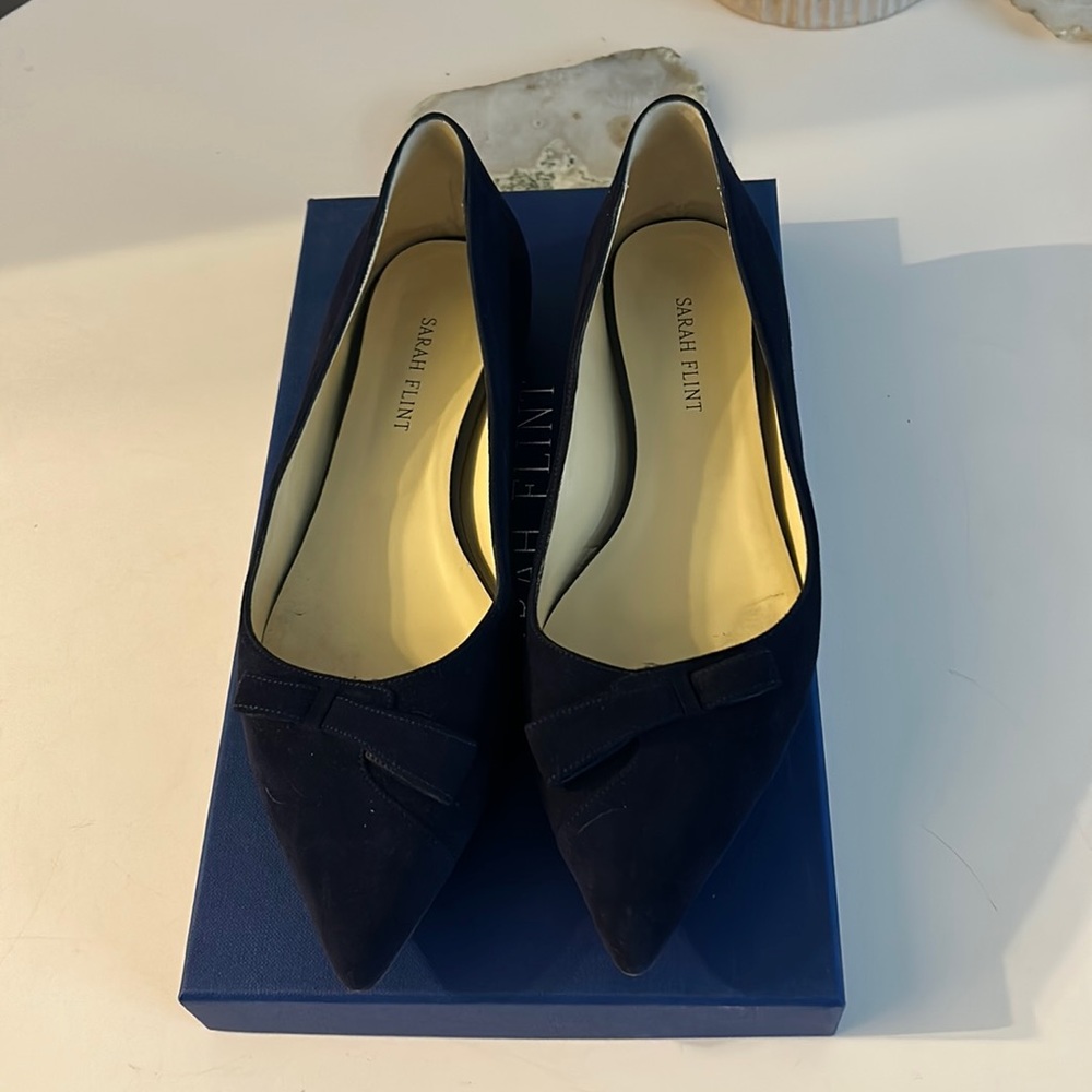 Sarah Flint ‘Natalie’ Navy Suede flat.